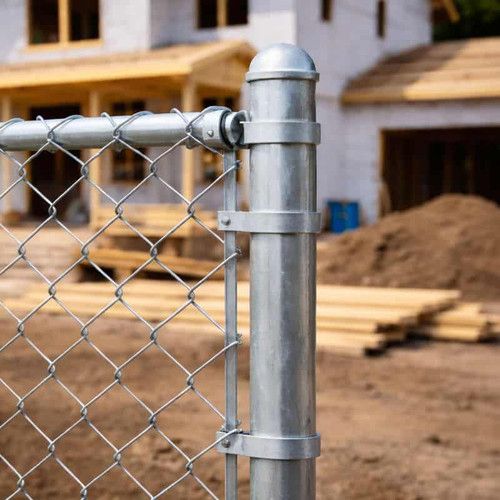 Galvanized chain link fence post installed in Zachary, LA