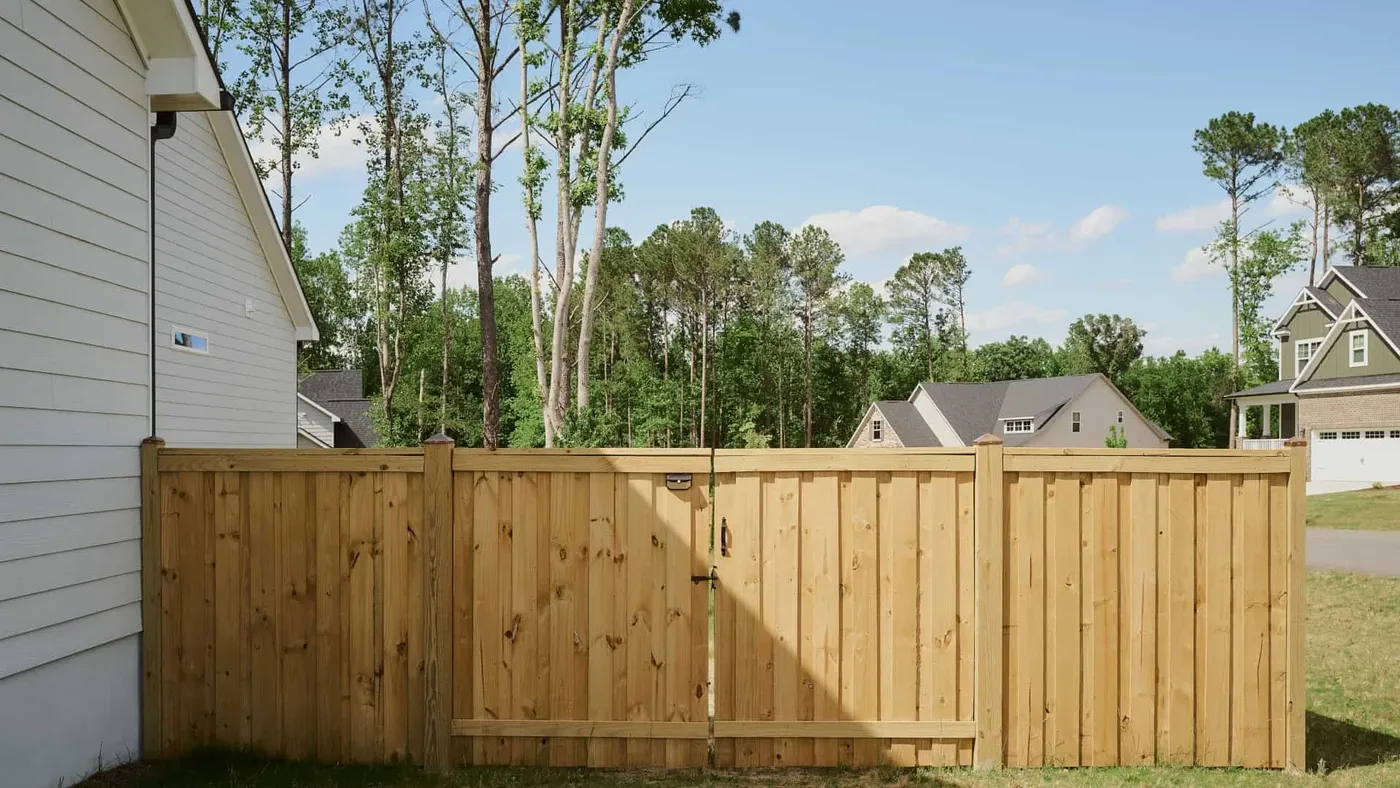 Wood privacy fence double gate installed in Baton Rouge, LA